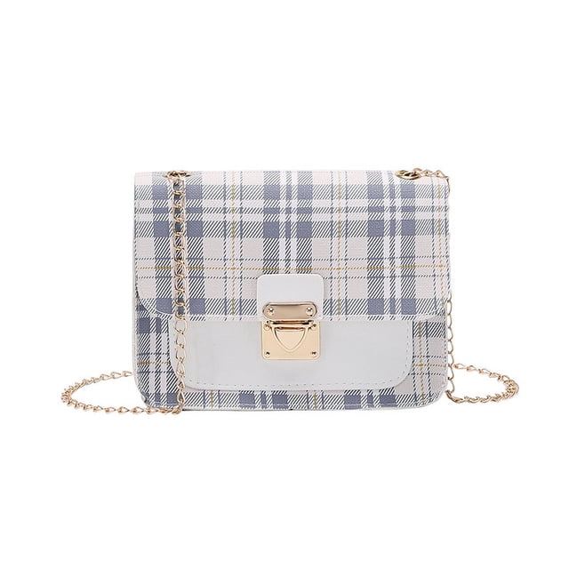 Bolsos de mujer Bolso cuadrado pequeño a cuadros Bolso bandolera con cadena de moda para mujer