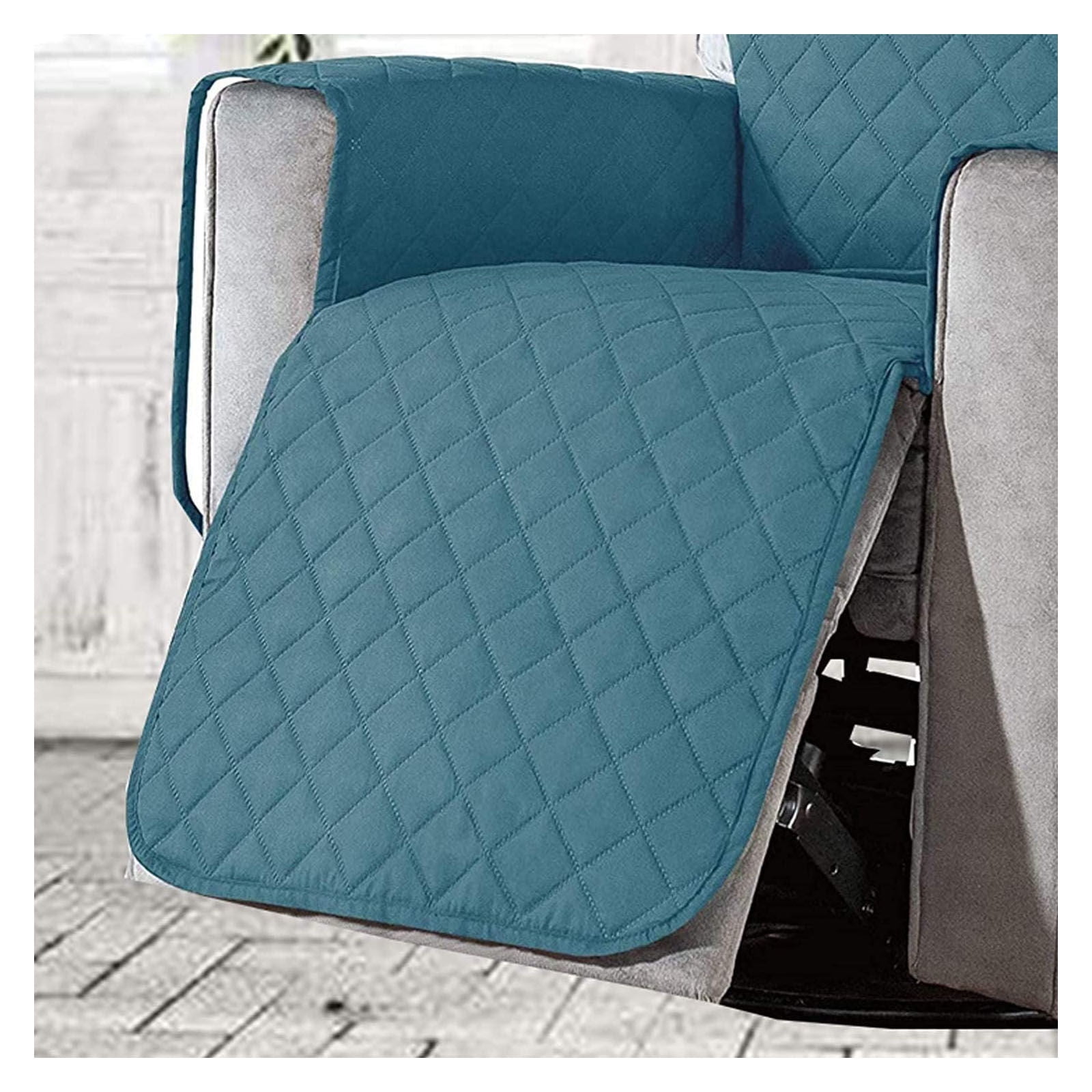 Quilting Waterproof Recliner Slipcover, Recliner Chair Cover Reversible Armchair Covers Sofa Slipcover Elastic Band Recliner Cover Anti-Slip Armchair-Light blue-large