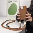 thumbnail image 1 of Funda de silicona a prueba de golpes para iPhone, funda con correa de cordón de doble collar para iPhone 14 11 12 13 Pro Max Mini XS XR X 7 8 6 Plus SE Fivean unisex, 1 of 2