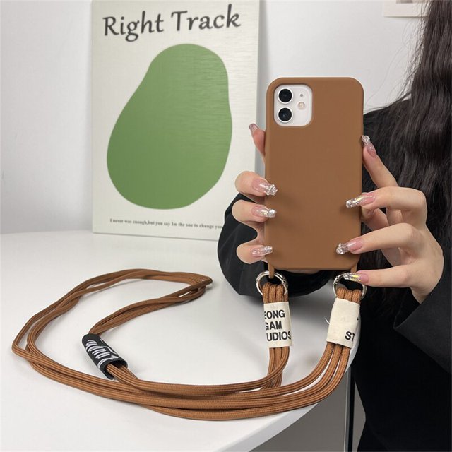 Funda de silicona a prueba de golpes para iPhone, funda con correa de cordón de doble collar para iPhone 14 11 12 13 Pro Max Mini XS XR X 7 8 6 Plus SE Fivean unisex