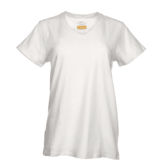 Blue Mountain YKL-9072 Women's Short Sleeve V-Neck T-shirt, Bright White, XL
