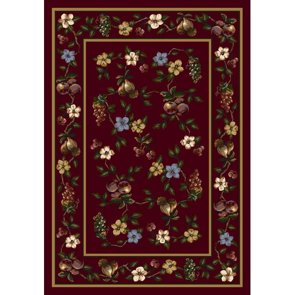 Milliken Signature Area Rug LORELEI GARNET Lorelei Garnet Petals Vines 5' 4" x 7' 8" Rectangle
