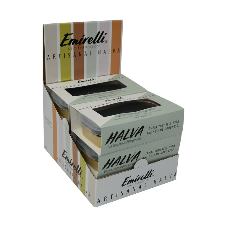 Emirelli 55% Tahini Halva, Dark Chocolate Peppermint Flavor, Pack