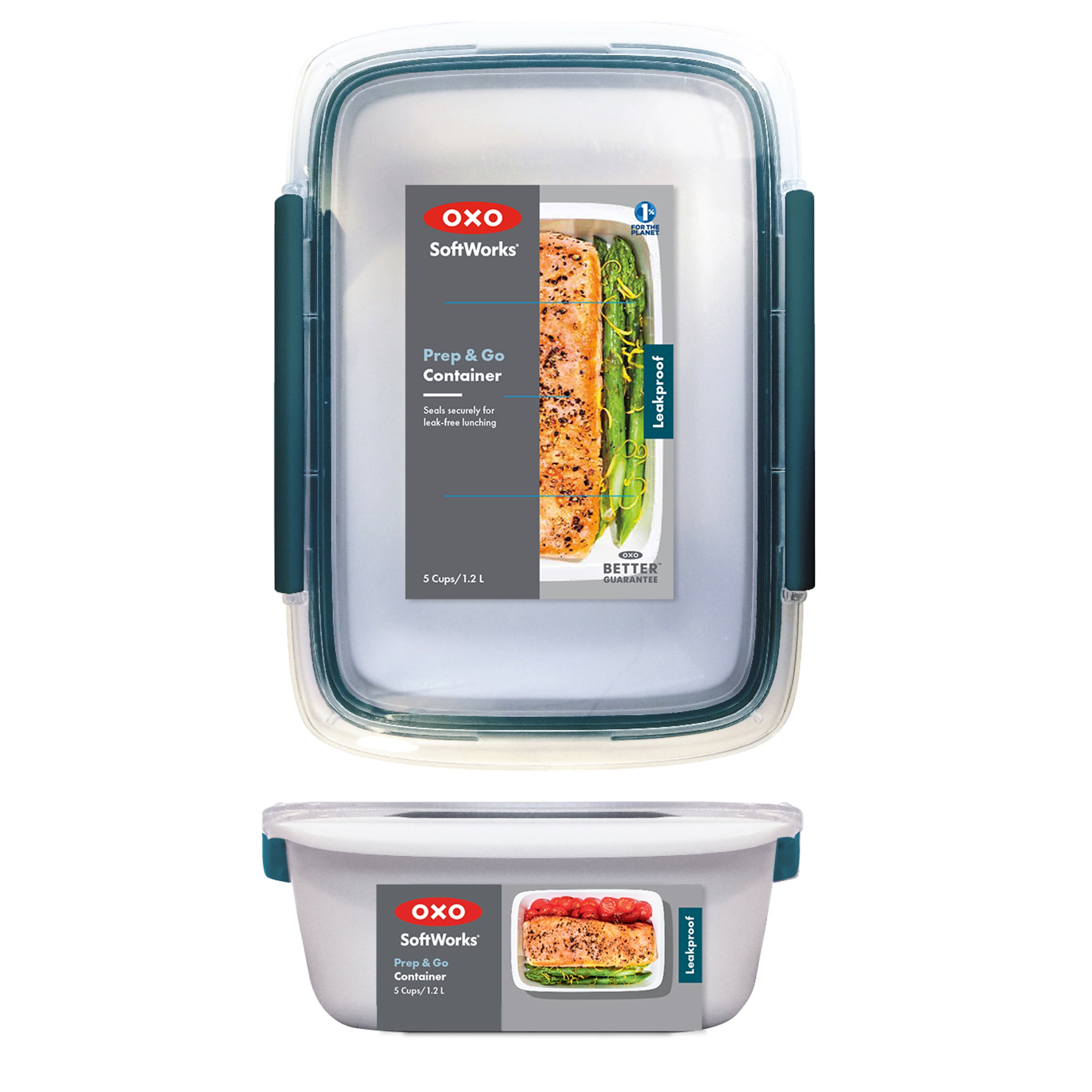 OXO Prep & Go 5-Cup Leakproof Lunch Container, Reusable Food Storage Container for Meal Prep, Work, School and On-the-Go Meals, Teal
