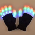 thumbnail image 2 of LED Rave Flashing Gloves Glow 7 Mode Light Up Finger Tip Lighting Pair Black NEW, 2 of 5