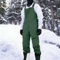 thumbnail image 2 of Men's Insulated Ski Bib Snow Pants Sleeveless Shoulder Strap Solid Long Pants Jumpsuit with Overalls for Outdoor Green M, 2 of 9