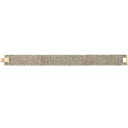 X & O Women's Handset Austrian Crystal 14kt Gold-Plated 7-Row Bracelet, 7