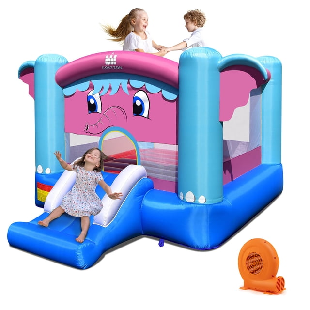 Gymax Inflatable Bounce House 3-in-1 Elephant Theme Inflatable Castle w/ 750W Blower