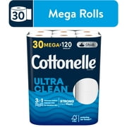 Cottonelle Ultra Clean Toilet Paper, 30 Mega Rolls, 312 Sheets per Roll (9,360 Total)