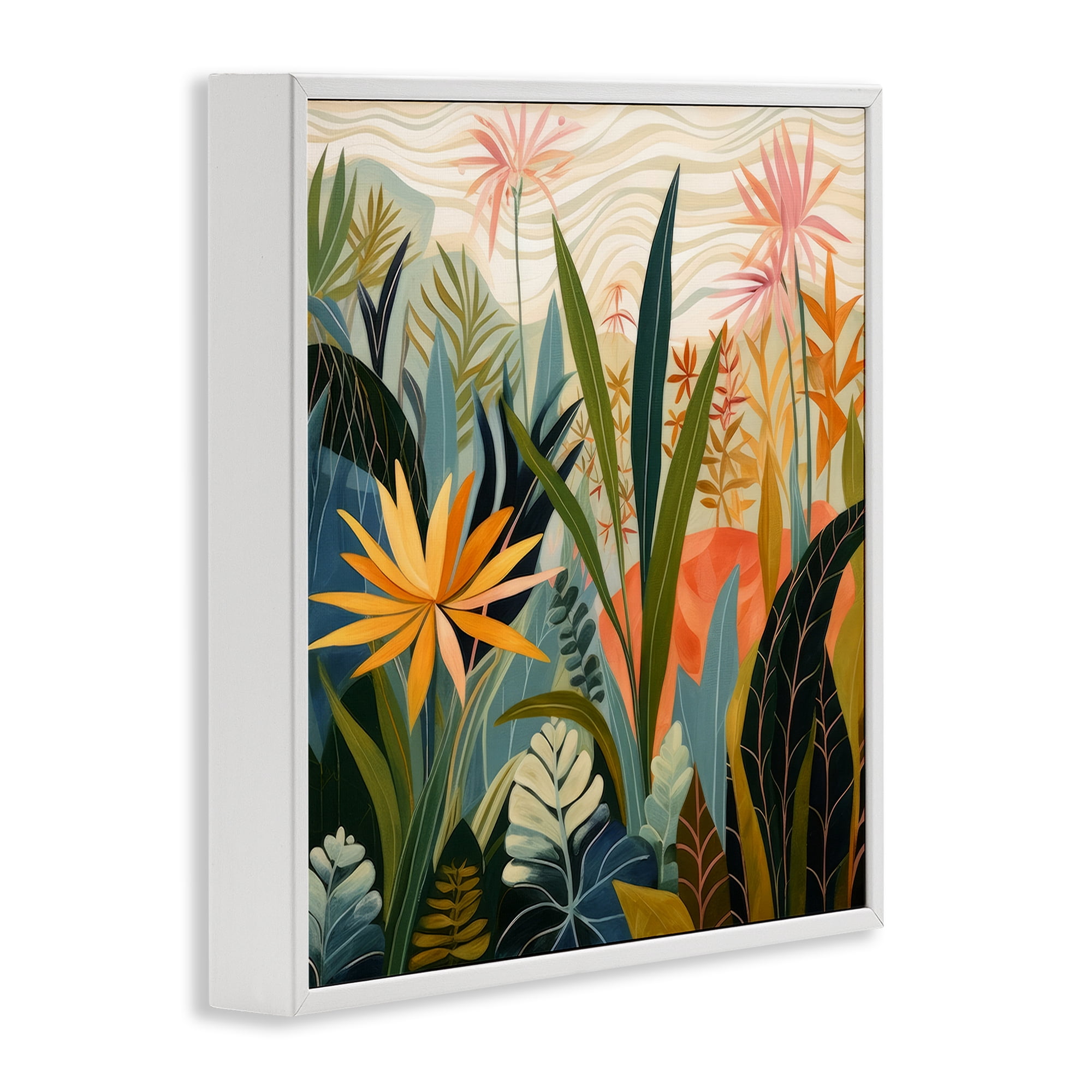Stupell Industries Tropical Botanical Embrace White Framed Giclee Art, design by Lazar Studio