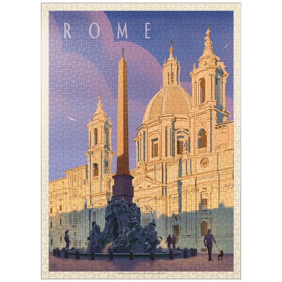 MyPuzzle - Italy: Rome In The Morning, Vintage Poster - Premium 1000 Piece Jigsaw Puzzle for Adults