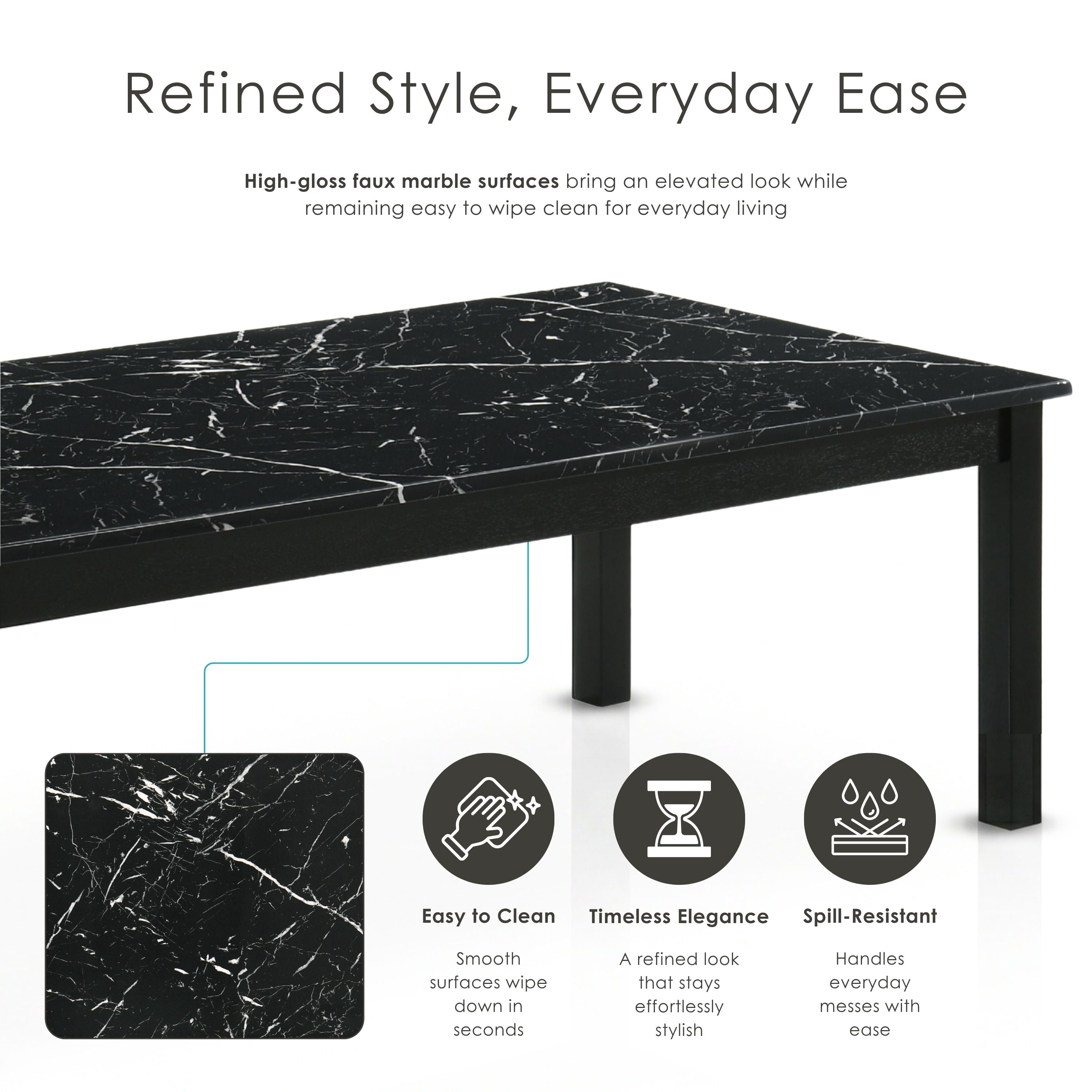 Furniture of America Versi Modern 3-Piece Coffee Table Set, Black