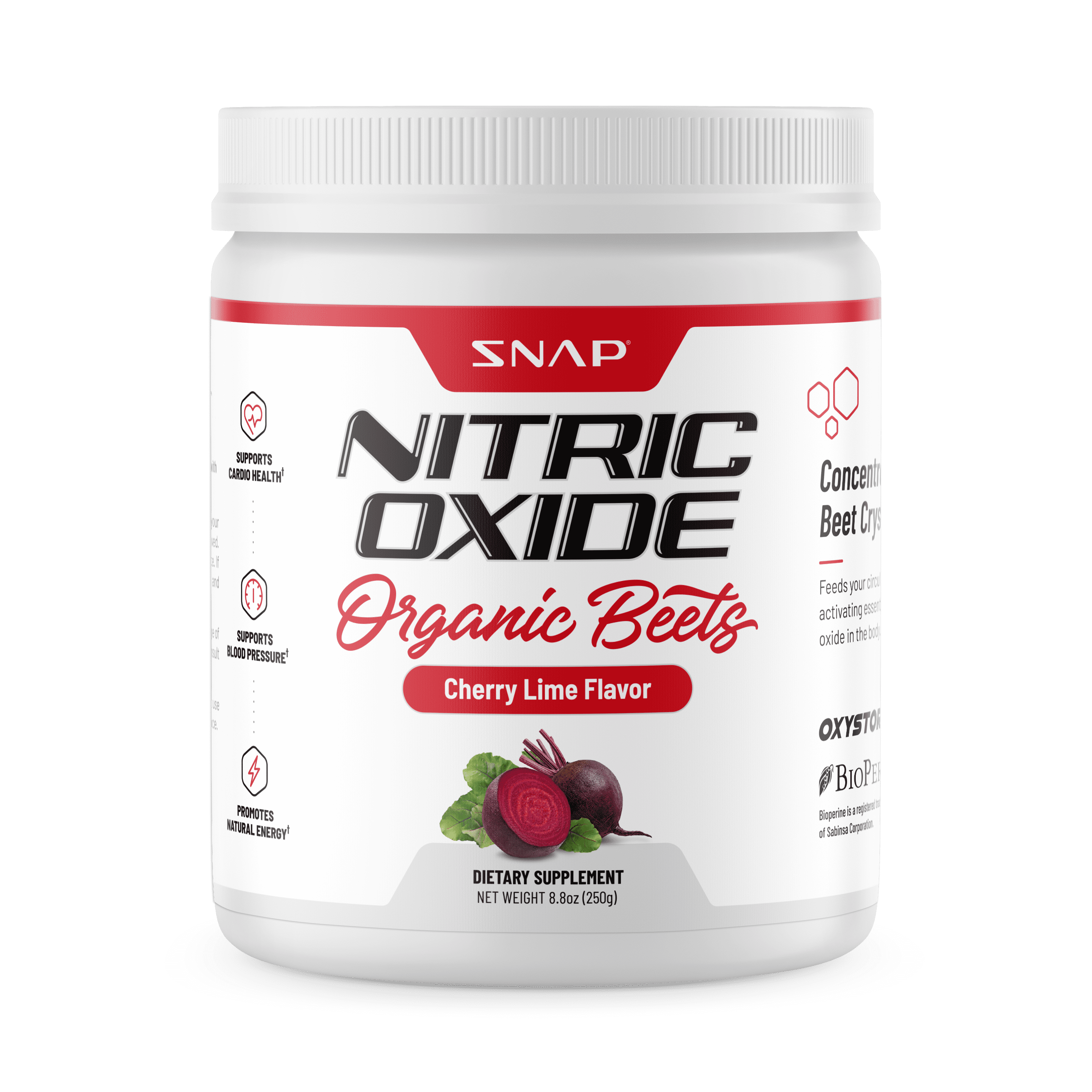 Snap Supplements Nitric Oxide Beet Root Powder Cherry Lime Support