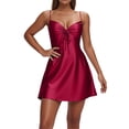thumbnail image 2 of Nightgowns for Women Summer Satin Sleeveless Spaghetti Strap Sweetheart Neck Backless Padded Cami Sleep Dress Sleepwear, 2 of 7
