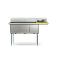 thumbnail image 3 of 63 in Three Compartment Commercial Sink, Bowl Size 15x15x14, 18-Gauge Stainless-Steel with Right Drainboard (KM-SC151514-15R3), 3 of 10