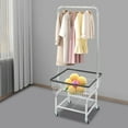 thumbnail image 4 of Silver+Black Laundry Cart with 4 Wheels and Hanging Rack, Metal Wire Laundry Hamper with Storage Basket and Shelf,Steel Frame Laundry Sorter Cart, 110 lbs Load Capacity, 4 of 17