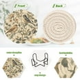 thumbnail image 4 of Yayeee 6 PCS Drink Coasters with Holder Set Woven Absorbent Round Tabletop Hot Pad, Green Birds, 4 of 7