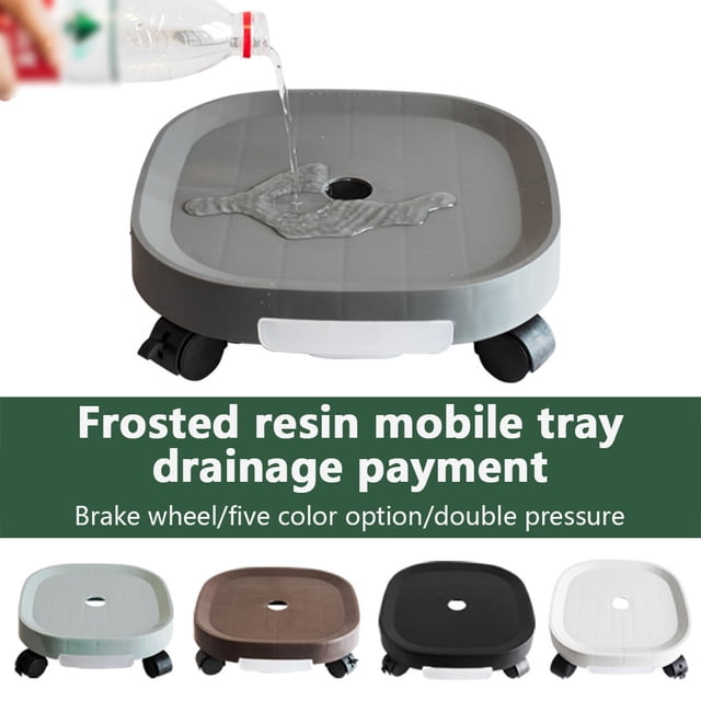 Pot Tray Portable Replacement Solid Color Rectangular Reusable Washable Heavy Duty Office Balcony Vase Holder with Brake Green Size 3