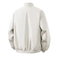thumbnail image 4 of Men's Stand Collar Track Jacket, Solid Color Zippered Long Sleeve With Pockets, Elastic Cuffs Casual Sports Outerwear Beige L, 4 of 8
