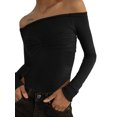 thumbnail image 3 of xiaxaixu Women Romper, Long Sleeve Off Shoulder See Through Solid Color Spring Summer Bodysuit Jumpsuit, 3 of 9