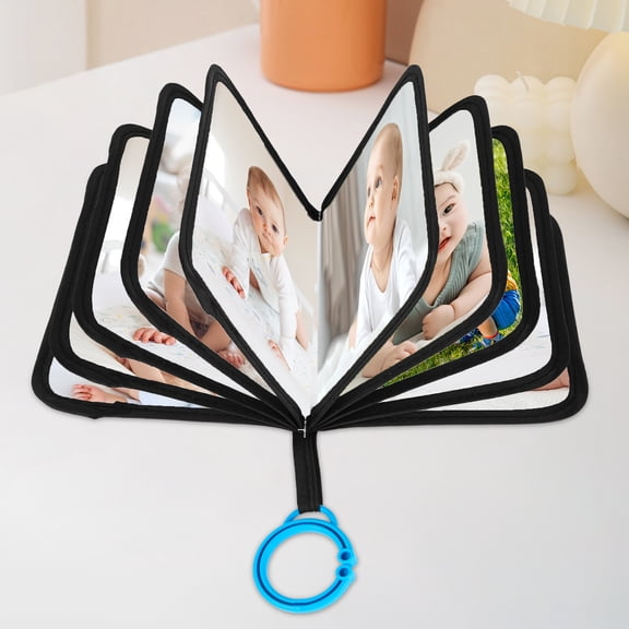 My First Photo Album for Holds 17 4x6 Photos, Photo Album Soft Cloth Family Book, My First Family Album for 4x6，with Hook and Mirror Present (Blue)