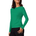 thumbnail image 4 of Suéteres de manga larga con cuello barco para mujer INSPIRE CHIC, tops de punto casuales, talla XL, color verde, 4 of 6