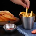 thumbnail image 3 of 350ml French Fry Cup, Durable, Stainless Steel Fry Cup, For Serving Chips, Onion Rings, Tater Tots, or Vegetables - Restaurantware（silver）3pack, 3 of 5