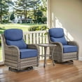 thumbnail image 2 of Patio Wicker 3-Piece Furniture Set Outdoor Rattan Bistro Swivel Rocking Chairs with Side Table Deep Seat Rocker Gliders with 6" Thick Cushions, Blue, 2 of 11