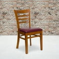 thumbnail image 2 of Flash Furniture 2 Pack HERCULES Series Ladder Back Cherry Wood Restaurant Chair - Burgundy Vinyl Seat, 2 of 8