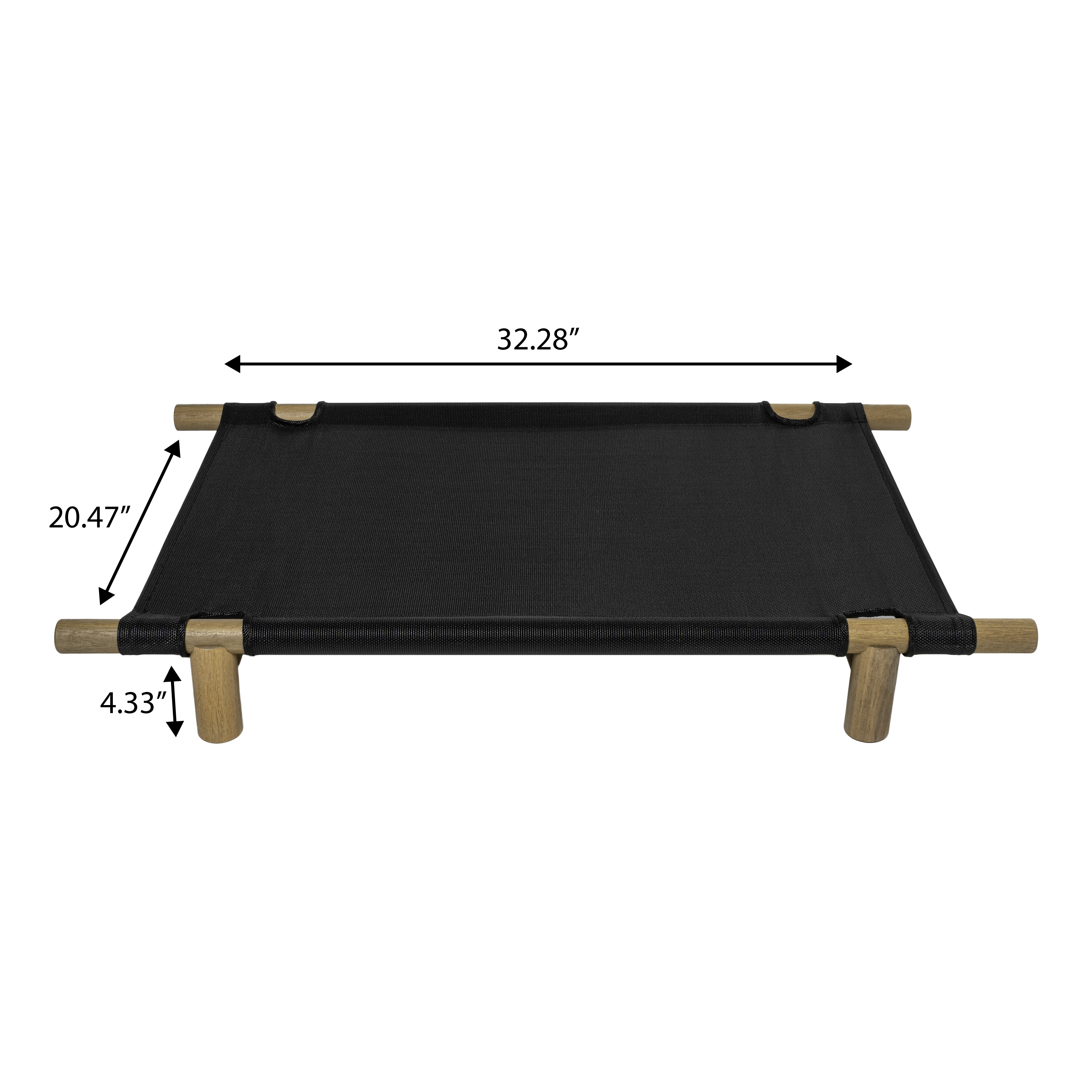 THE LICKER STORE Chester 32" Modern Minimalist Wood Frame Elevated Outdoor Dog Bed, Ink/Light Teak, DBD5000C