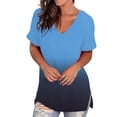 thumbnail image 2 of Yubnlvae Women's Tie-Dye V-Neck T-Shirt - Casual Gradient Print Loose Fit Short Sleeve Top (Blue, Green, Sky Blue, Orange, Coffee | S-XXXL) (Sky Blue | 3XL), 2 of 6
