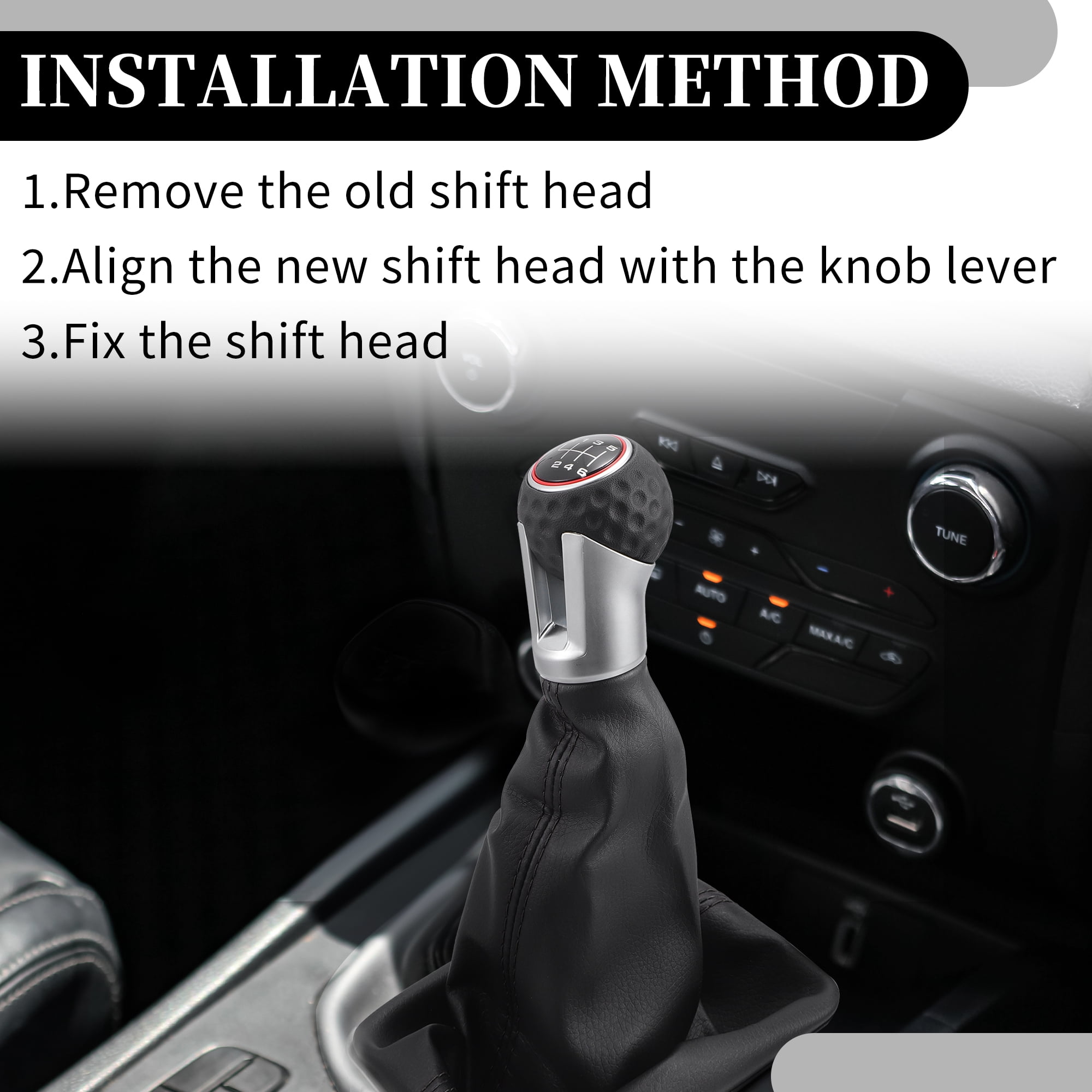 6 Speed Manual Gear Shift Knob with Dust Cover - Stick Shifter Knob - for VW Golf 2013-2017 Faux Leather
