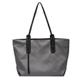 thumbnail image 5 of Commuter Tote bag for Women,Large Capacity Leather Nylon Shoulder Bag,Retro Textured Single Shoulder Bag with Zipper,Gray, 5 of 8