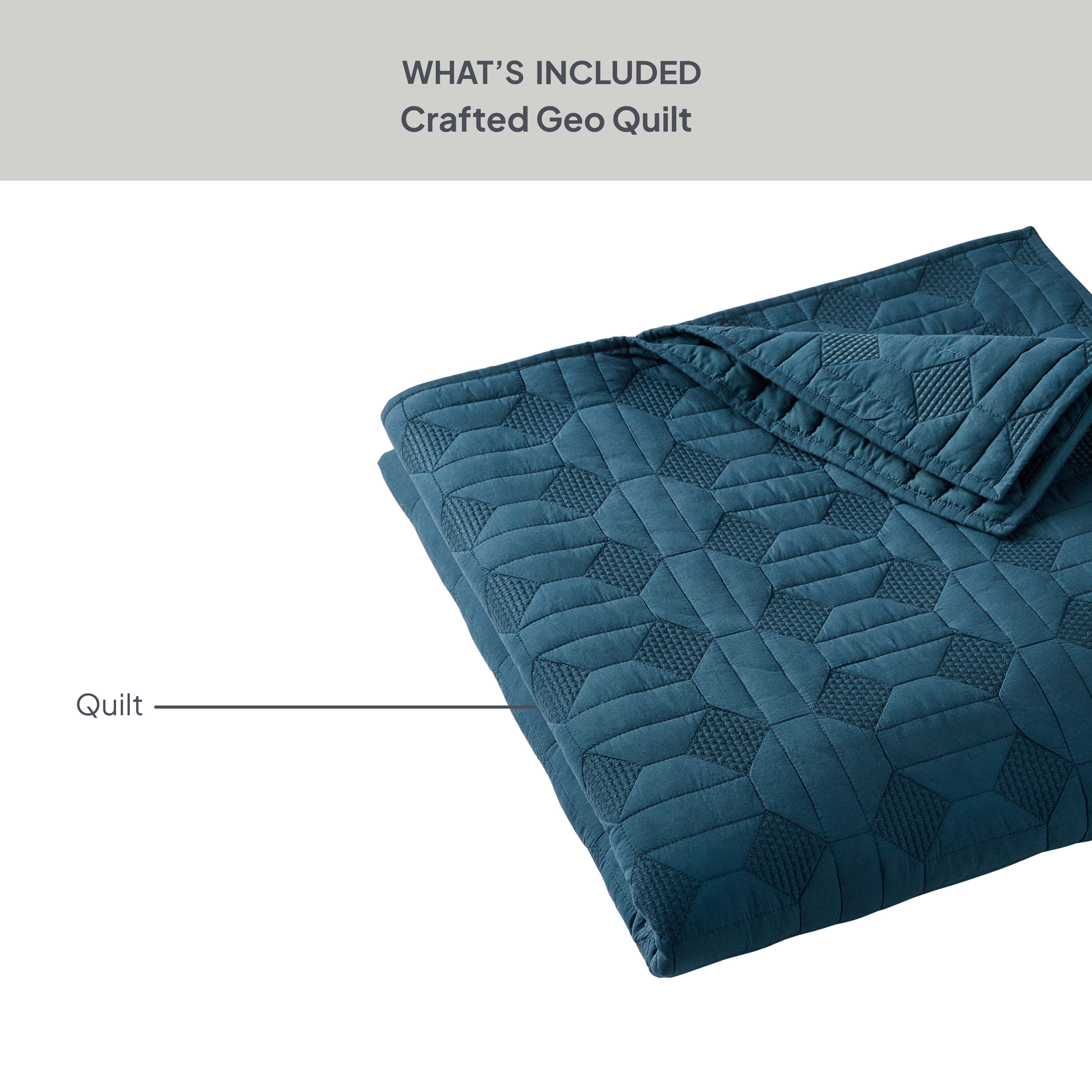 Better Homes & Gardens Crafted Geo Cotton Quilt, Teal Ocean, Full/Queen