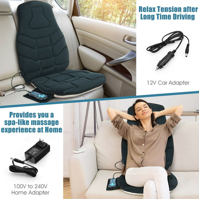 Massage Seat Cushion Back Massager W/ Heat & 6 Vibration Motors