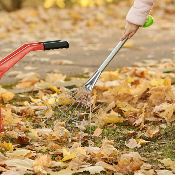 Raindrops Dethatching Rake For Lawn Care Stainless Steel Rake With Flat Teeth 1Pcs