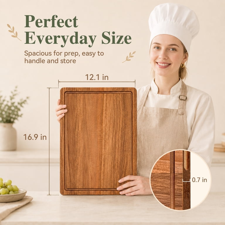 TINANA Acacia Wood Cutting Board, 17 x 12 Inches photo 2