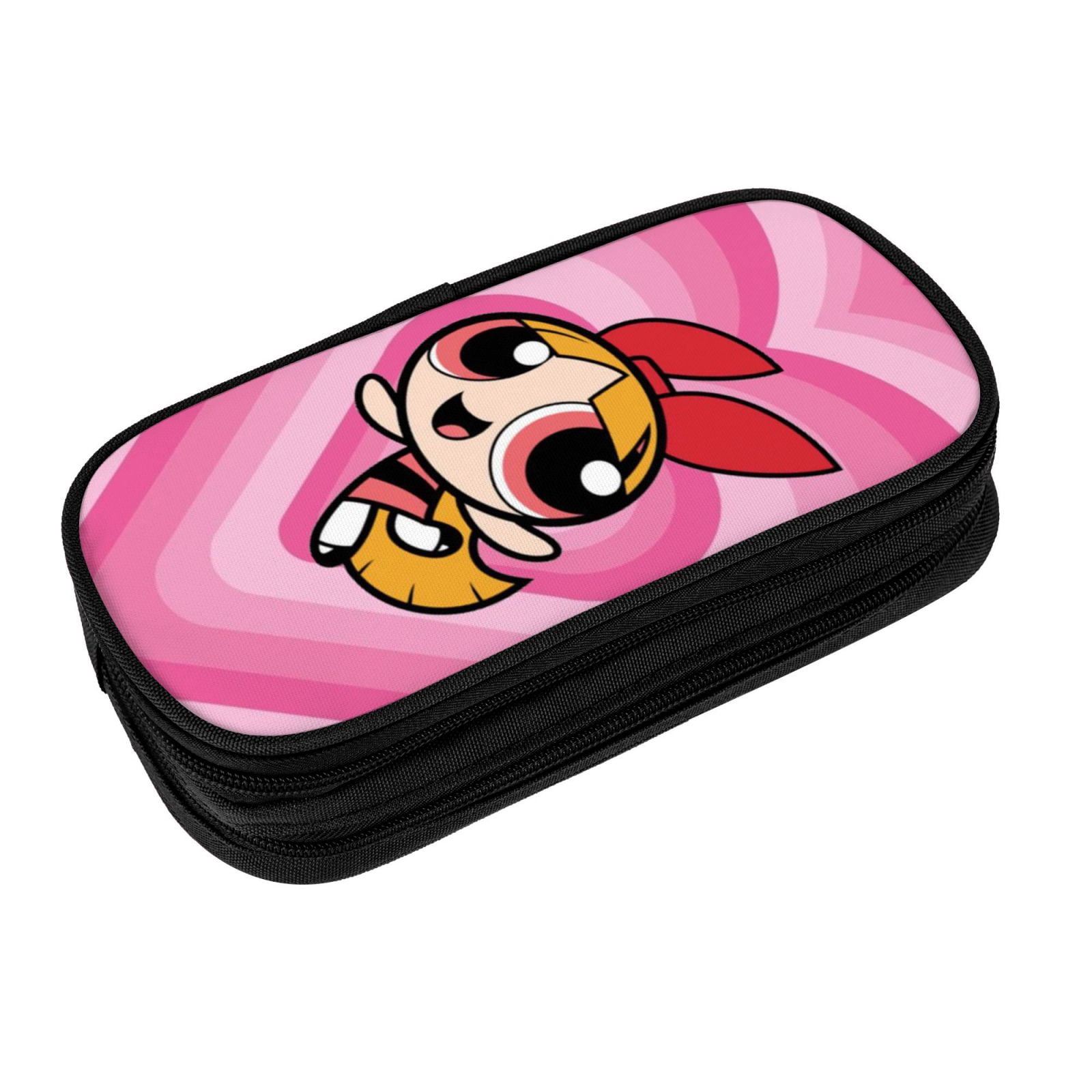 The Powerpuff Gi-rls Pencil Case Large Capacity Pencil Pouch Pen Bag Office Stationery Organizer Travel Makeup Bag Black