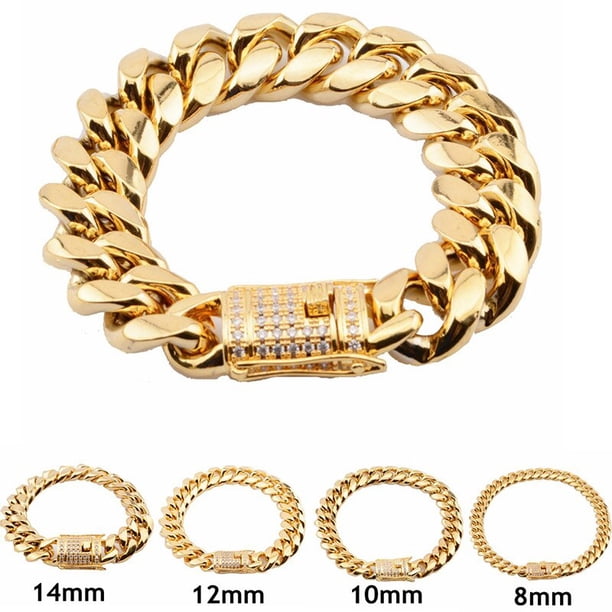 Pulsera de eslabones y cadena de acero inoxidable para hombre y niño, brazalete con piedras de circonita cúbica pavé, estilo Hip Hop Rock, 8/10/12/16/18mm Fivean unisex