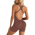 thumbnail image 2 of HOWPAY One Piece Jumpsuits for Women Sleeveless Hollow out Backless Bodysuit Tummy Control Athletic Workout Yoga Scrunch Bodycon Romper Coffee M, 2 of 4