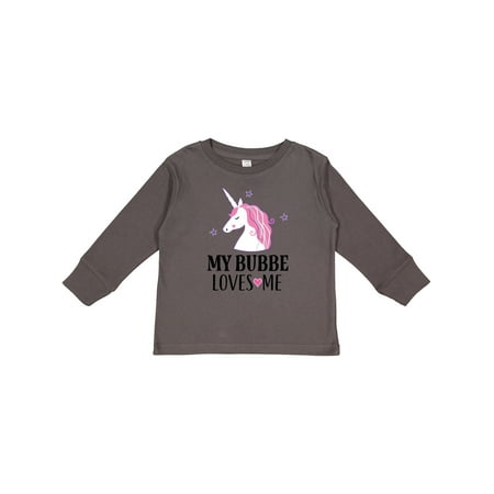 

Inktastic My Bubbe Loves Me Granddaughter Unicorn Girls Long Sleeve Toddler T-Shirt