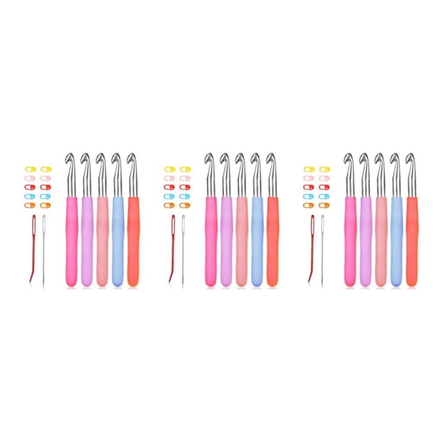 bedienty AssortedColor Knitting Needles Comfortable Grip For Knitting Projects Includes All Necessary 3Set