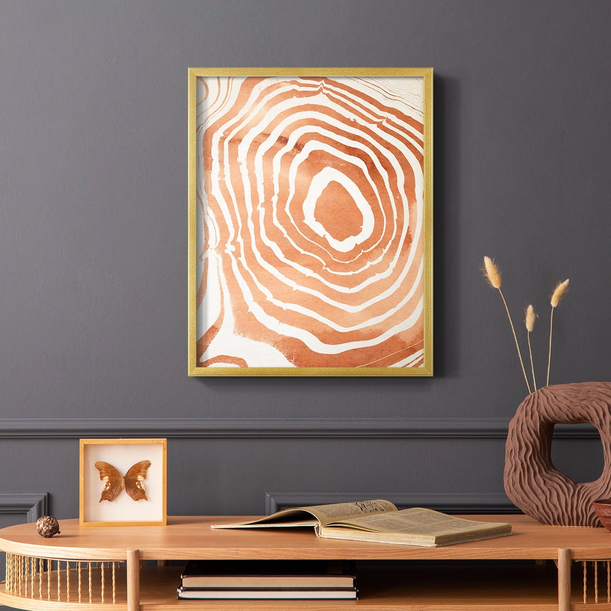 Wood Grain Suminagashi III Framed Print - Solid Wood in Single Picture Frame Solid Wood 2 Framed Print