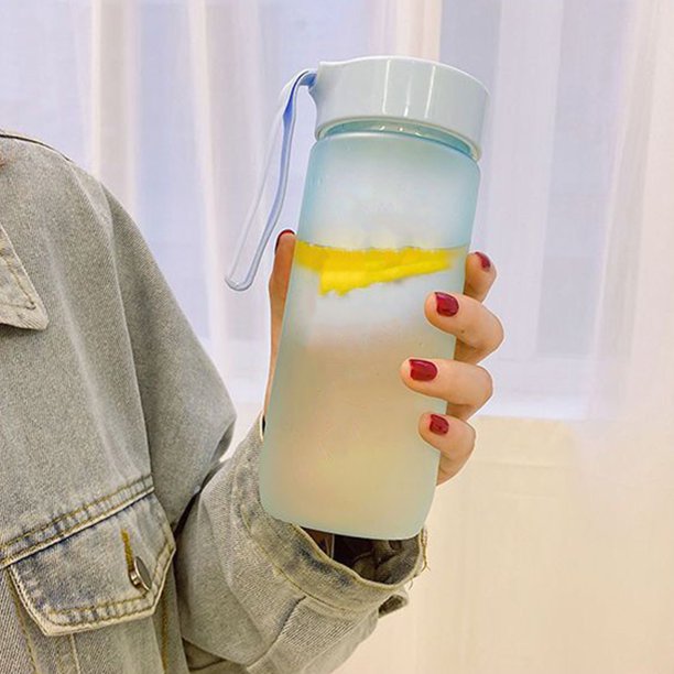 Botella De Agua De Plástico, Botella De Agua De Plástico Mate A Prueba De Fugas, Correa De Transporte De 600ml, Portátil Ligero Para Fitness, Gimnasio, Viaje Escolar