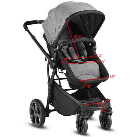 pushchair buggy stroller costway newborn folding aluminum gray travel baby
