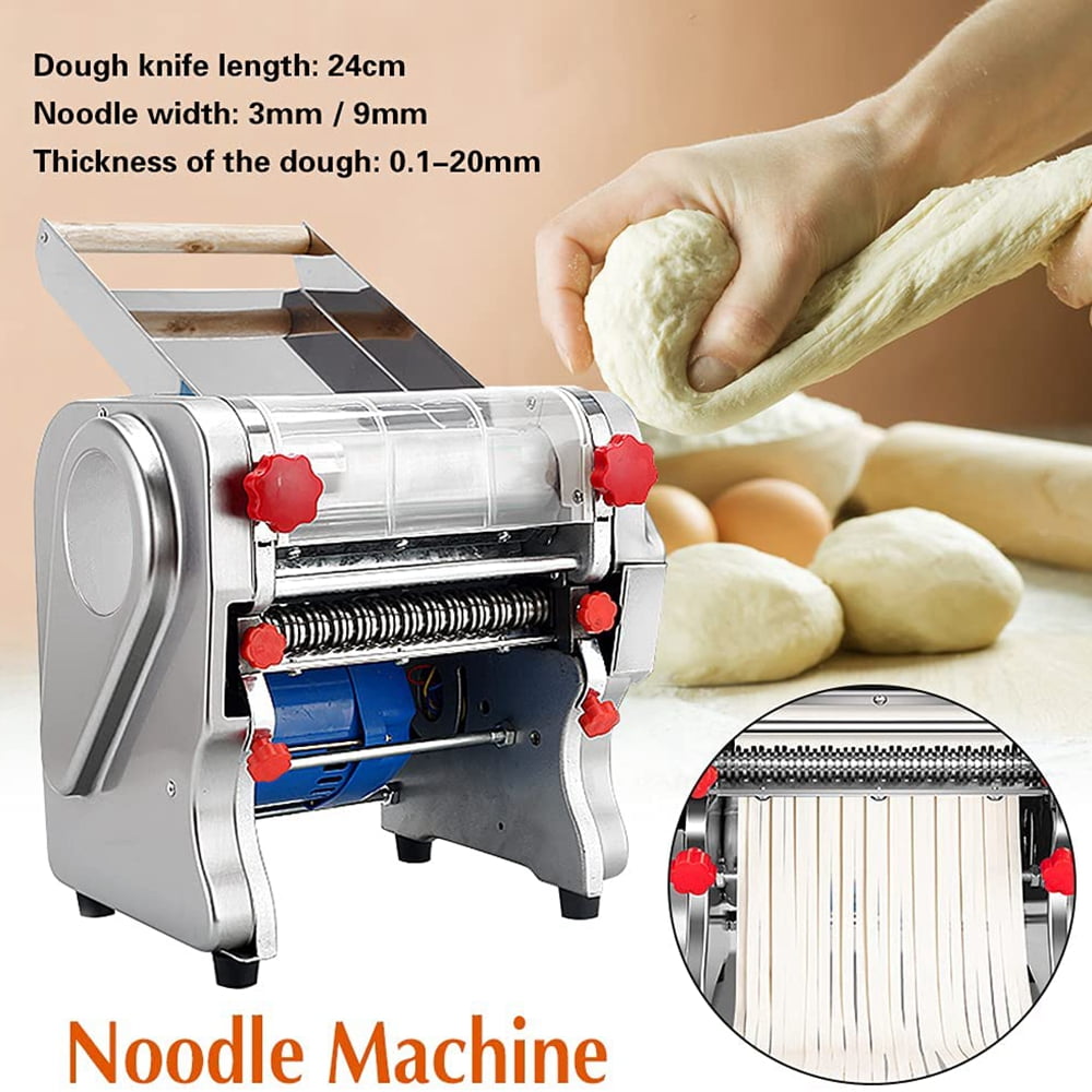 Electric Pasta Maker Commercial Noodle Pressing Machine with 3MM/9MM Dual  Purpose Knife Cutter for Spaghetti Lasagna Linguine Dough Width 24CM Large