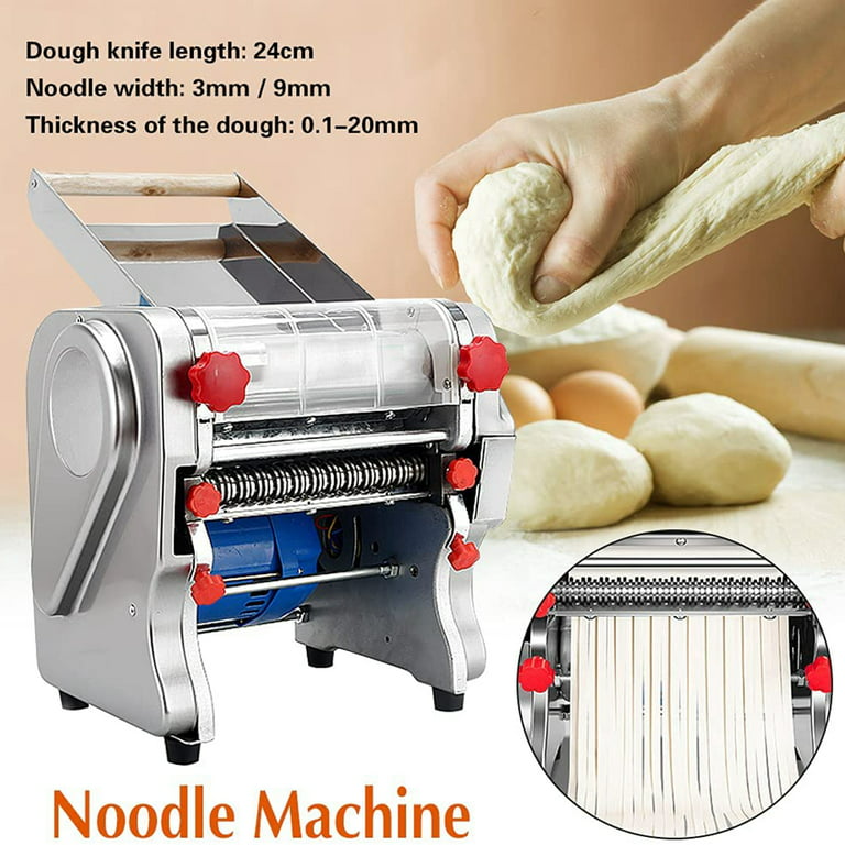 Shanna 550W Electric Pasta Maker Noodles Machine Home Restaurant Dumpling Skin Roller Knife Width 240mm, 3mm/9mm Noodle Cutter, Size: 3/9mm Cutter