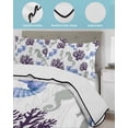 thumbnail image 3 of Full Size Quilt Bedding Set, Seahorse Coral Coastal Reversible Summer Quilt 3 Pieces, Nautical Summer Beach Ocean Sea Lightweight Bedspreads Coverlets with 2 Pillow Shams for All Seasons, 3 of 5