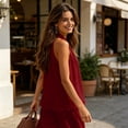 thumbnail image 6 of Cotton Linen Halter Tops for Women Flowy Sleeveless Loose Fitting Tank Top Beach Summer Casual Plain V Neck T Shirts Wine M, 6 of 8