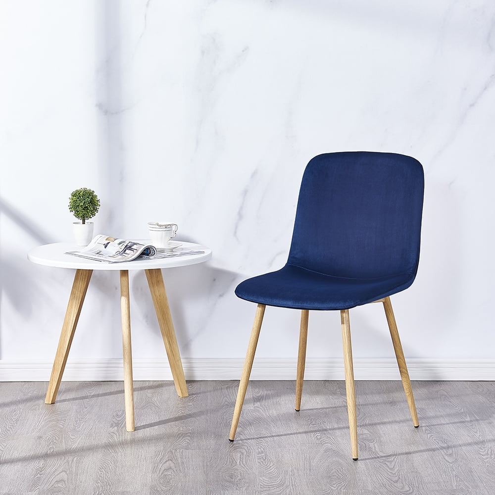 Kepooman Eames Style Dining Chairs Set of 4, Modern Velvet Side Chairs with Metal Legs and Padded Seat&Back at Home, Stools for Bedroom/Kitchen/Living Room/Cafe, Blue Kepooman Eames Style Dining Chairs Set of 4, Modern Velvet Side Chairs with Metal Legs and Padded Seat&Back at Home, Stools for Bedroom/Kitchen/Living Room/Cafe, Blue